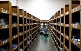 Locus robot in warehouse aisle