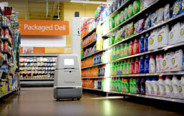 Bossa Nova robot in grocery aisle