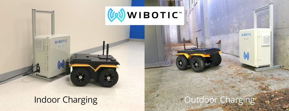 Wibotic indoor and outdoor charging station with a robot