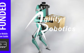 Agility Robot with logo and "Funded" side banner