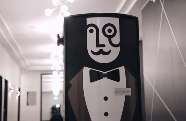 Sir Steward delivery robot in a hotel hallway