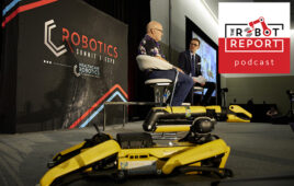 marc raibert and steve crowe onstage at the 2023 Robotics Summit
