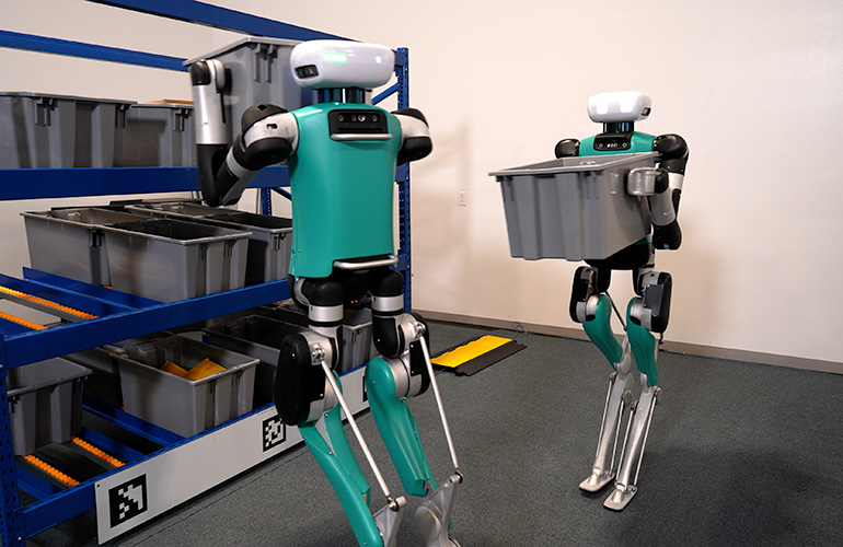 agility robots in a warehouse.